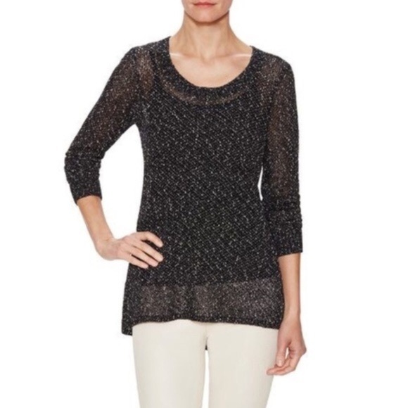Eileen Fisher Speckled Open Knit Sweater